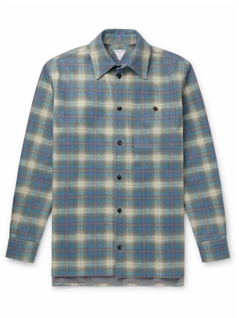 Bottega Veneta Relaxed Fit Flannel-Printed Leather Shirt size 50/us size 40